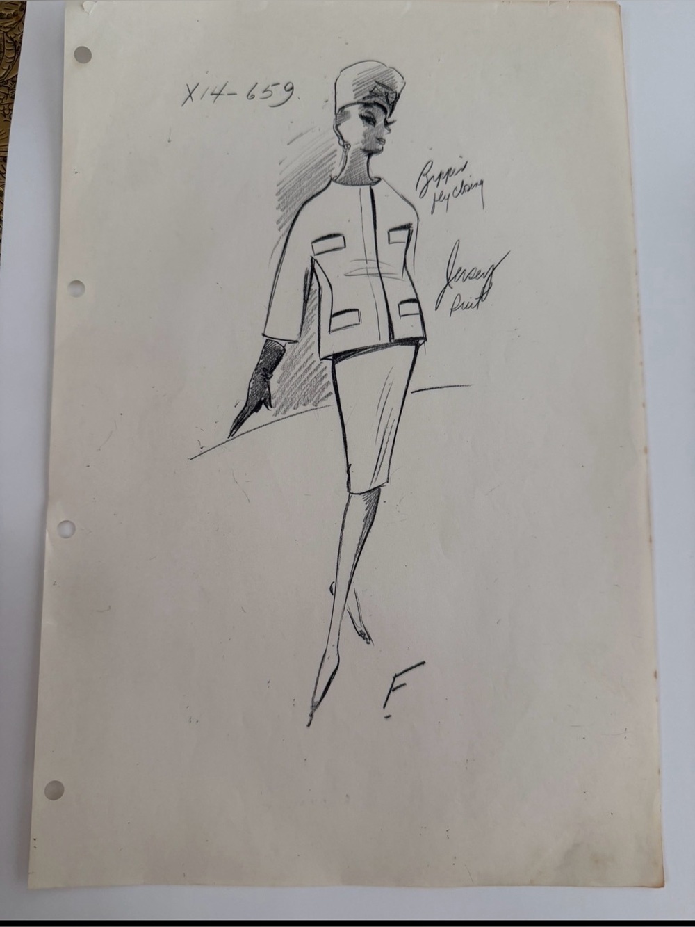 Vintage Givenchy Attributed Haute Couture Fashion Design Sketch Original Pencil